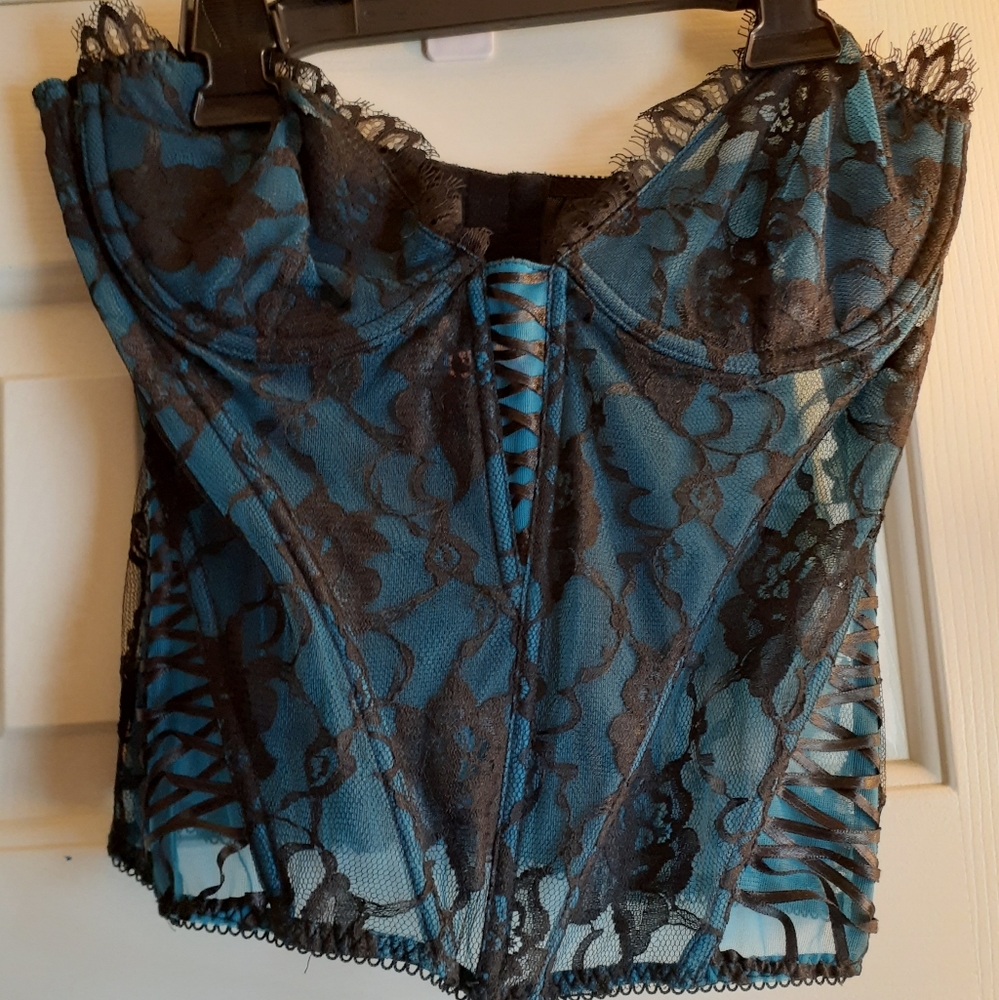 Turquoise lace corset